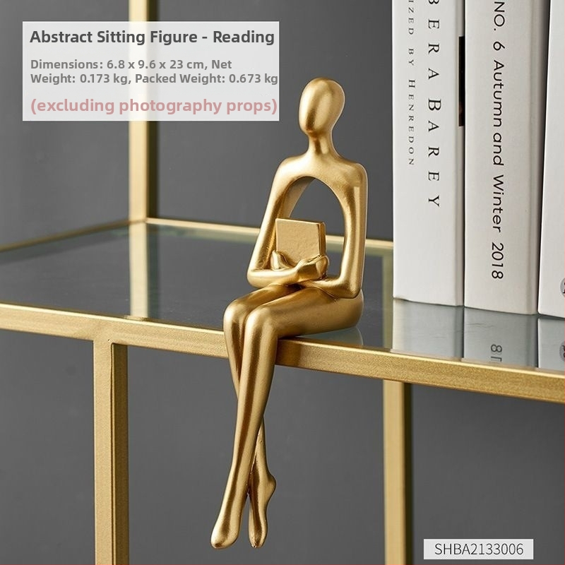 Abstrakta sēdoša figūra – dekoratīva statuja TV skapim un grāmatu plauktam, materiāls sveķi, Skandināvu stils, dzimšanas dienas dāvana