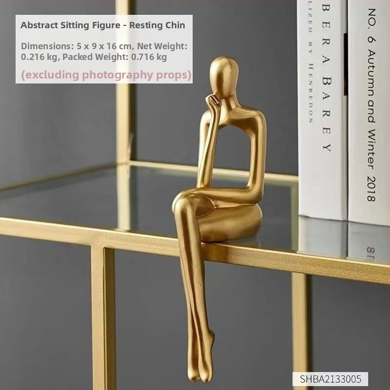 Abstrakta sēdoša figūra – dekoratīva statuja TV skapim un grāmatu plauktam, materiāls sveķi, Skandināvu stils, dzimšanas dienas dāvana