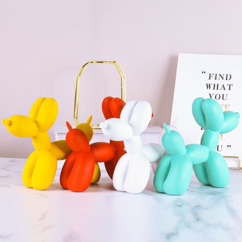 Декоративна скулптура балонено куче от смола, анимационен стил, марка Looking for rhyme; подарък за нов дом, пътуване, парти.