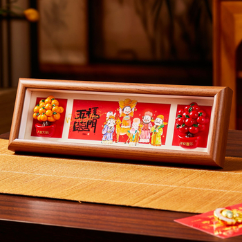 Piecu bagātības dievu dekoratīvā glezna dzīvojamai istabai un gaitenim, masīvkoks, ķīniešu stils, drukas tehnika.