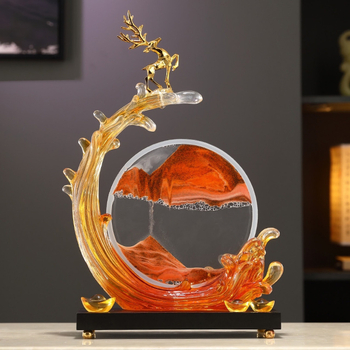 Tecejošs smilšu mākslas ornaments – sveķu skulptūra ar gravēšanu un injekcijas liešanu, moderns minimālisks dekors mājām, TV skapim un birojam