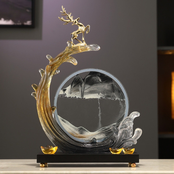 Tecejošs smilšu mākslas ornaments – sveķu skulptūra ar gravēšanu un injekcijas liešanu, moderns minimālisks dekors mājām, TV skapim un birojam