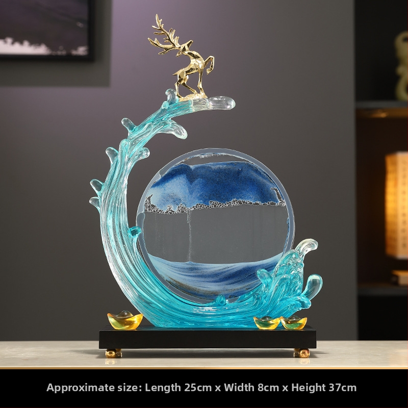 Tecejošs smilšu mākslas ornaments – sveķu skulptūra ar gravēšanu un injekcijas liešanu, moderns minimālisks dekors mājām, TV skapim un birojam