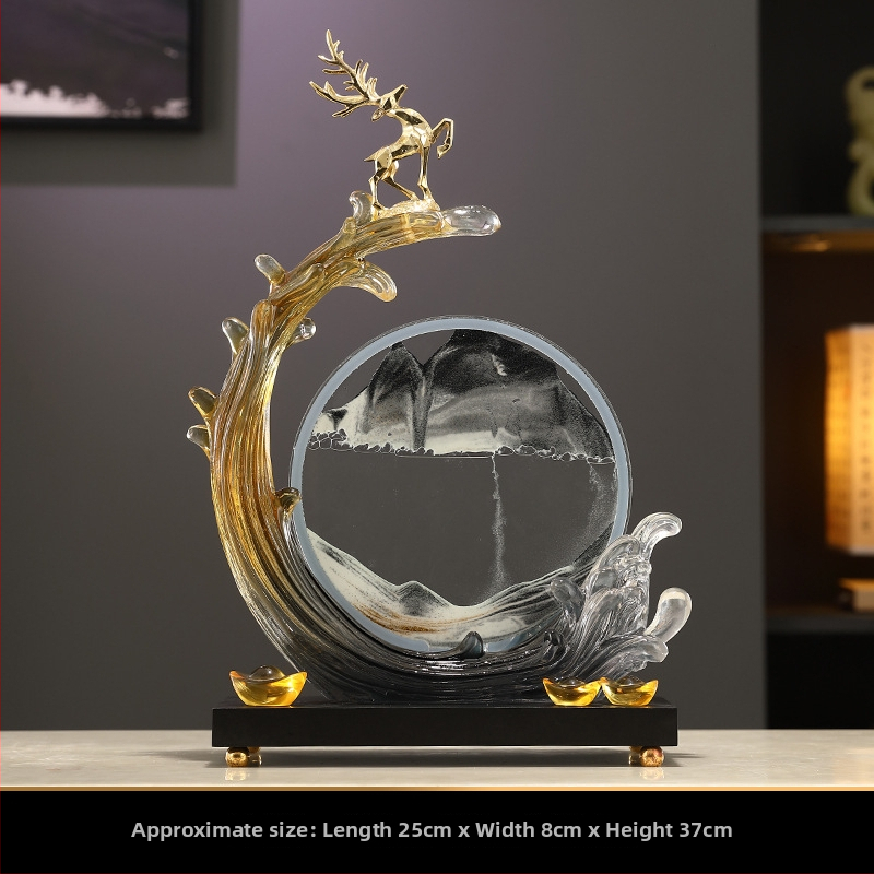 Tecejošs smilšu mākslas ornaments – sveķu skulptūra ar gravēšanu un injekcijas liešanu, moderns minimālisks dekors mājām, TV skapim un birojam