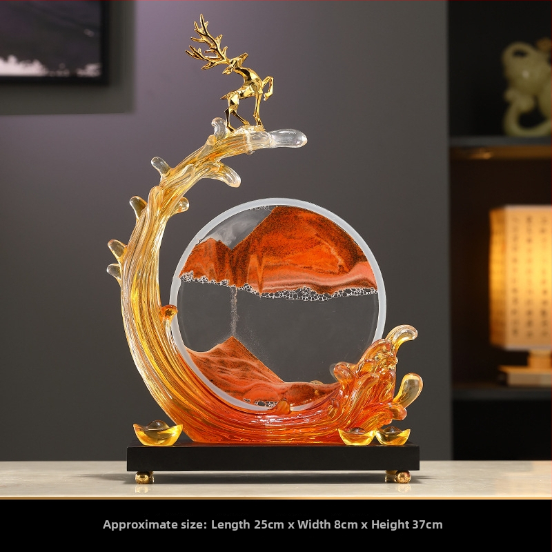 Tecejošs smilšu mākslas ornaments – sveķu skulptūra ar gravēšanu un injekcijas liešanu, moderns minimālisks dekors mājām, TV skapim un birojam