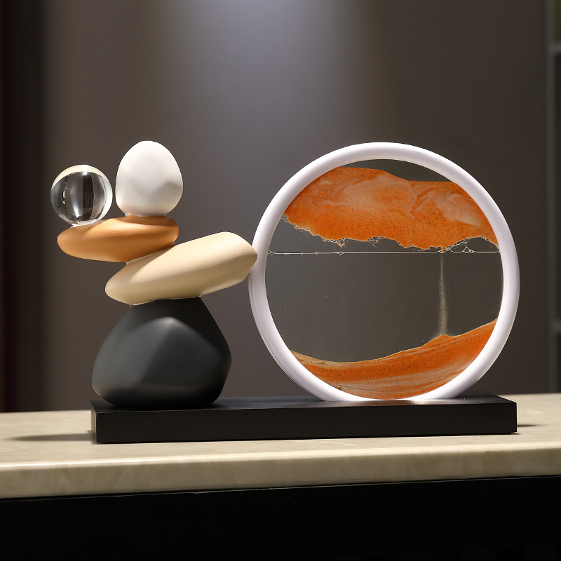 Tecejošs smilšu mākslas ornaments – sveķu skulptūra ar gravēšanu un injekcijas liešanu, moderns minimālisks dekors mājām, TV skapim un birojam