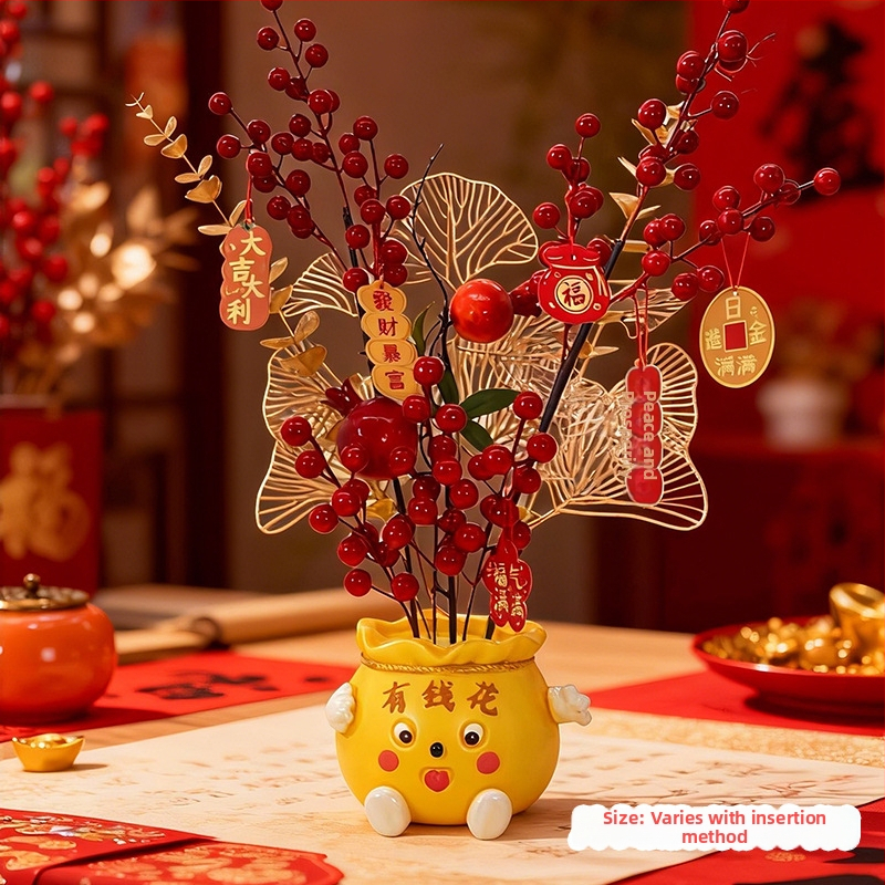 Mākslīgais ziedu dekors, Zirga gads 2026 Laimes kauss, PVC, Karikatūras stils, Gravēšana