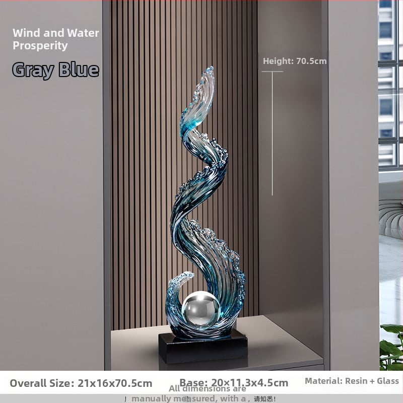 Sveķu dekoratīvā figūra priekš ieejas un dzīvojamās istabas ar TV skapīti – gaišs grezns stils, ideāla dāvana mājas iesvētīšanai