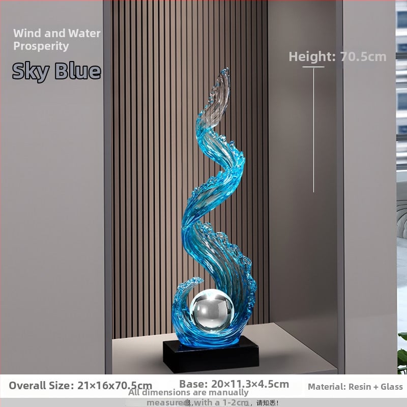 Sveķu dekoratīvā figūra priekš ieejas un dzīvojamās istabas ar TV skapīti – gaišs grezns stils, ideāla dāvana mājas iesvētīšanai