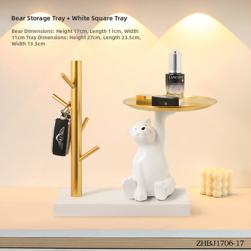 Nordiskā stila atslēgu uzglabāšanas dekors ar polārās lāča motīvu ieejai un viesistabai