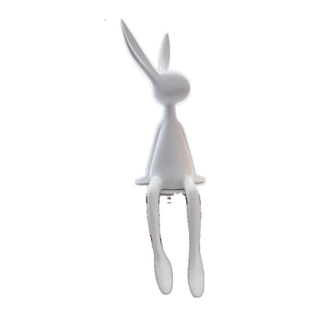 Sēdošā truša figūra, ziemeļniecīgs stils, vienkāršs un mūsdienīgs, materiāls: sveķi, piemērots ieejai, viesistabai un televizora skapim