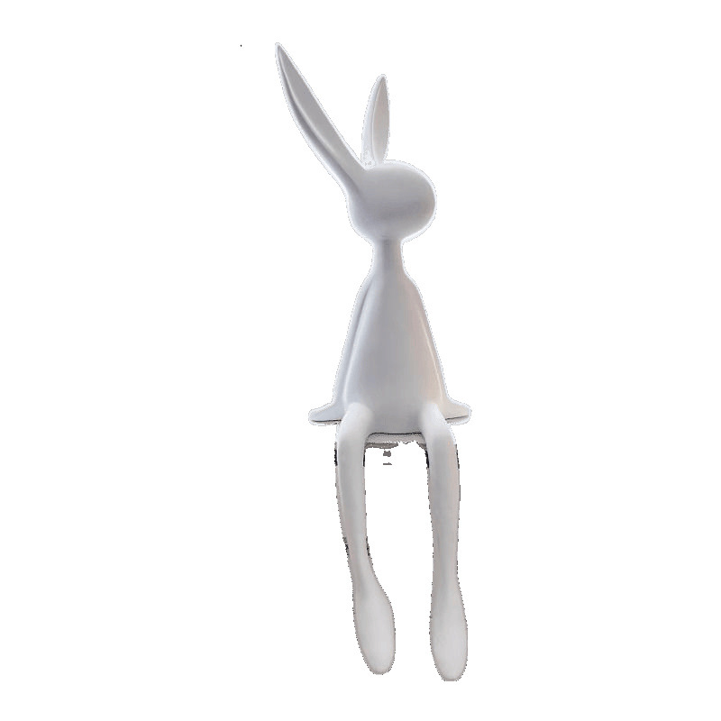 Sēdošā truša figūra, ziemeļniecīgs stils, vienkāršs un mūsdienīgs, materiāls: sveķi, piemērots ieejai, viesistabai un televizora skapim