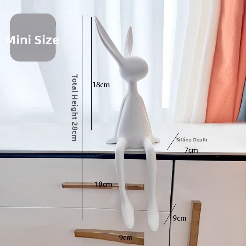 Sēdošā truša figūra, ziemeļniecīgs stils, vienkāršs un mūsdienīgs, materiāls: sveķi, piemērots ieejai, viesistabai un televizora skapim