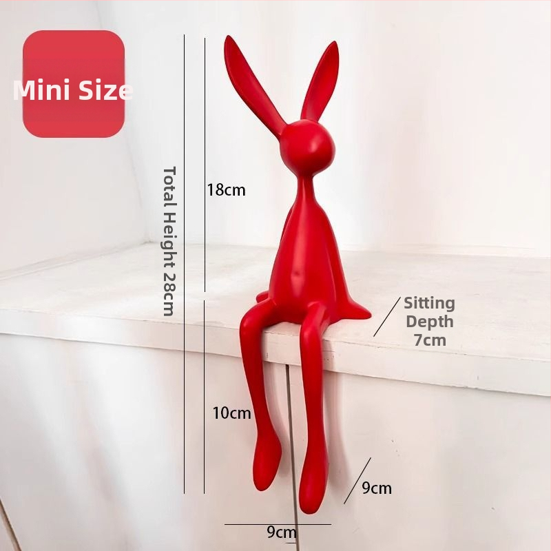 Sēdošā truša figūra, ziemeļniecīgs stils, vienkāršs un mūsdienīgs, materiāls: sveķi, piemērots ieejai, viesistabai un televizora skapim