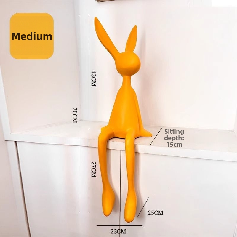 Sēdošā truša figūra, ziemeļniecīgs stils, vienkāršs un mūsdienīgs, materiāls: sveķi, piemērots ieejai, viesistabai un televizora skapim