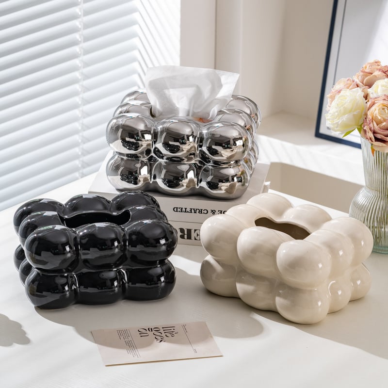 Keramikas salvetņu kārbiņa, dekoratīvs galda aksesuārs, mūsdienīgs minimālisma stils, dzīvojamā istaba un guļamistaba