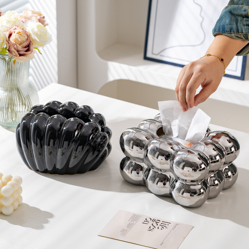 Keramikas salvetņu kārbiņa, dekoratīvs galda aksesuārs, mūsdienīgs minimālisma stils, dzīvojamā istaba un guļamistaba