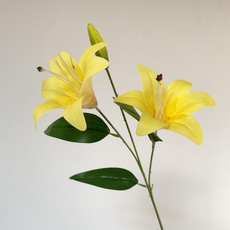 Изкуствена лилия с две глави, PVC, 3D печат, един клон, за сватби, фотосесии и домашен декор