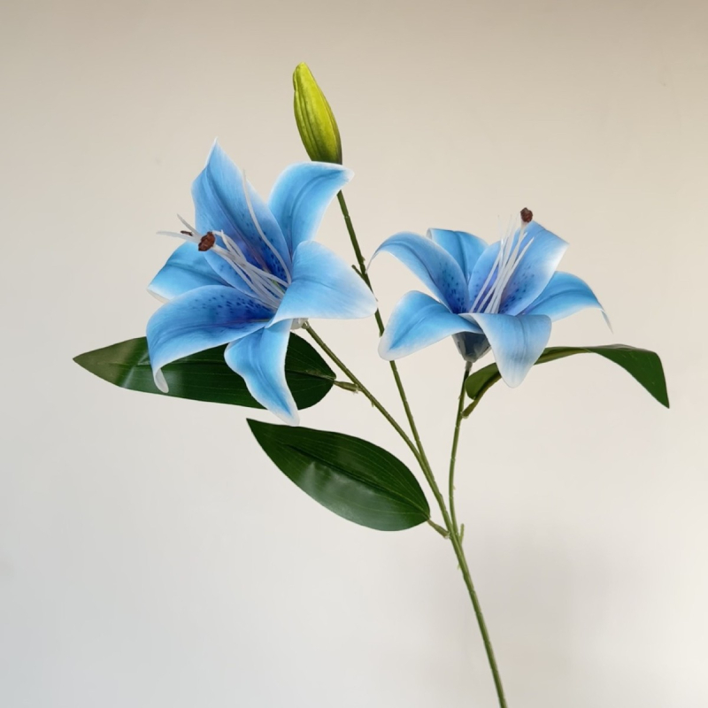 Изкуствена лилия с две глави, PVC, 3D печат, един клон, за сватби, фотосесии и домашен декор