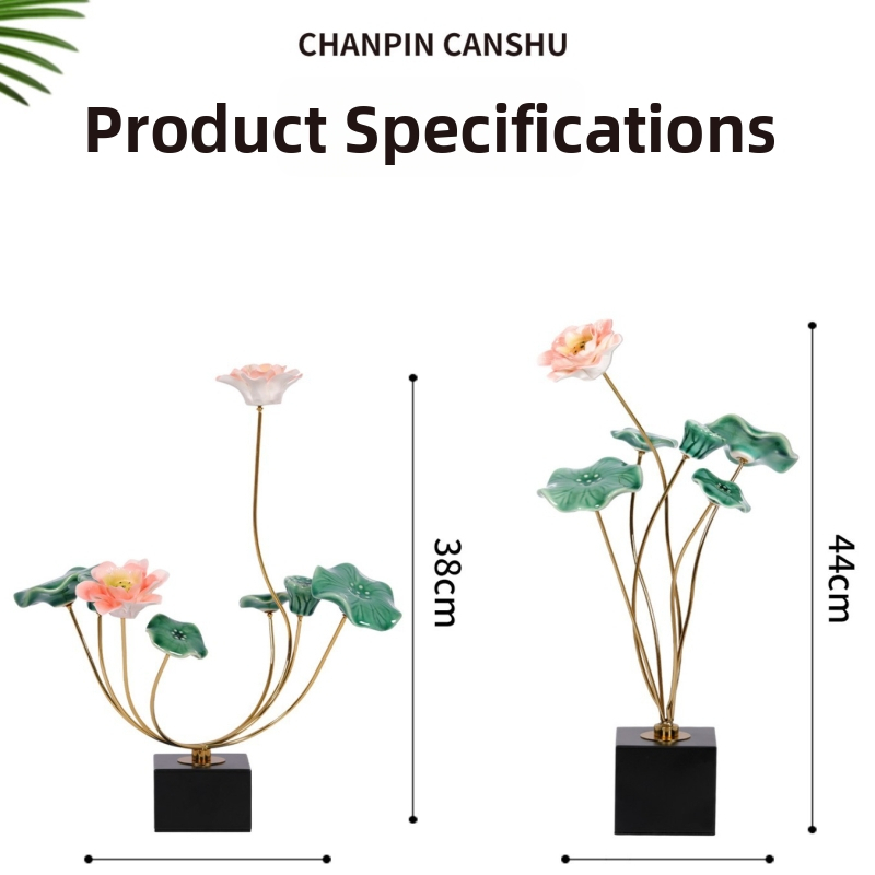 Metāla lotusa dekors dzīvojamajai istabai – jauns ķīniešu stils, elektroplatinga apdare, pielāgojams, piemērots dāvanai
