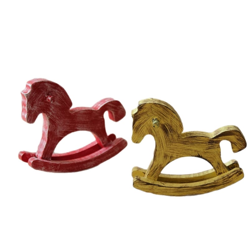 Koka kustināmais zirgs uz galda kā dekoru, Jaunā Ķīniešu stila, zīmols Shuangyi