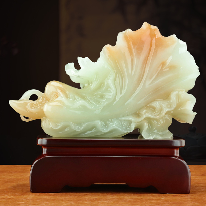 Зелева украса за просперитет — смола, марка Shang yaxuan, стил Китайски, декоративен растителен декор, подходящ за хол, антре и офис