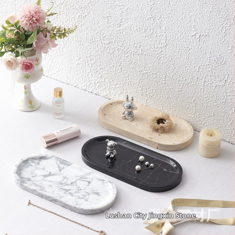 Aromaterapeutiline taldrik loodusliku marmoriaga, käsitöö, poleeritud pinnaga kate, kerge luksuse stiil, ehete kuvamiseks lauale
