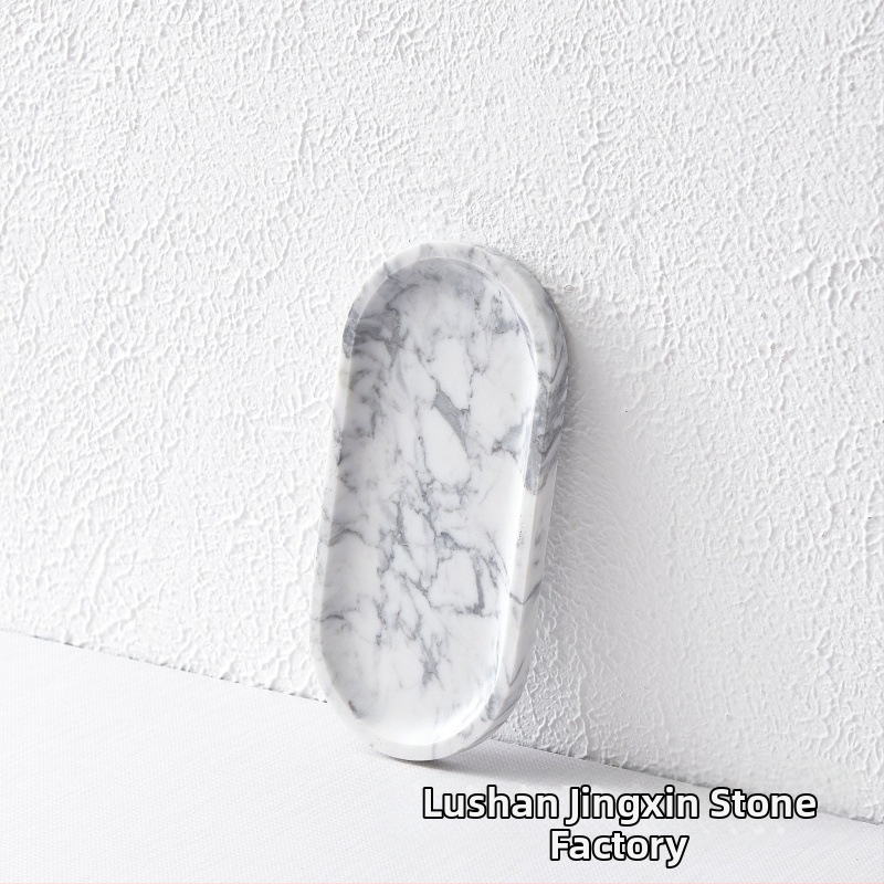 Aromaterapeutiline taldrik loodusliku marmoriaga, käsitöö, poleeritud pinnaga kate, kerge luksuse stiil, ehete kuvamiseks lauale