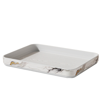 Eksponeerimisalus imitatsioonmarmori mustriga, triibuline muster, ruudukujuline plastmassist alus vannitoa valamule, luksuslik hoiustamine