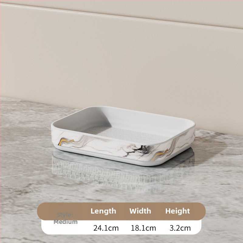 Eksponeerimisalus imitatsioonmarmori mustriga, triibuline muster, ruudukujuline plastmassist alus vannitoa valamule, luksuslik hoiustamine