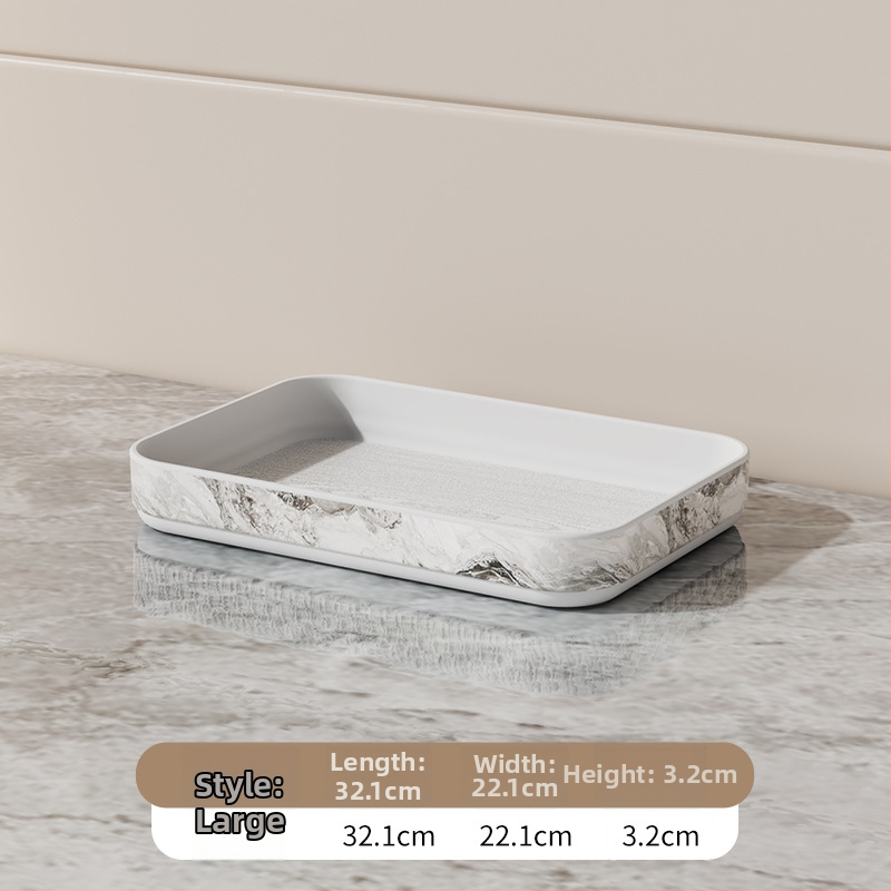 Eksponeerimisalus imitatsioonmarmori mustriga, triibuline muster, ruudukujuline plastmassist alus vannitoa valamule, luksuslik hoiustamine