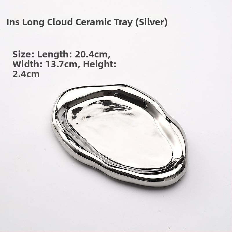 Keraamiline pilveplaat juveelide hoiuks ja aromaterapeutilise näituse jaoks, sisenemisvõtmete hoidja (Materjal: keraamika; Kohandamine: Jah; Pind: Elektroplaadimine, Glazuur)