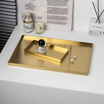 Rozsdamentes acél tároló tál ékszerekhez és kozmetikumokhoz, modern minimalista stílus, elektroplattált felület