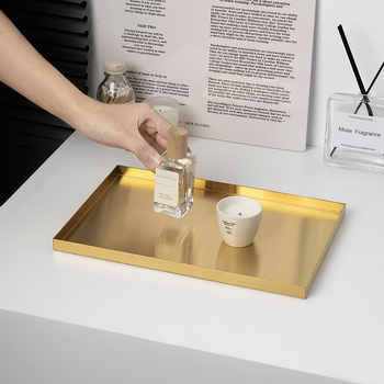 Rozsdamentes acél tároló tál ékszerekhez és kozmetikumokhoz, modern minimalista stílus, elektroplattált felület