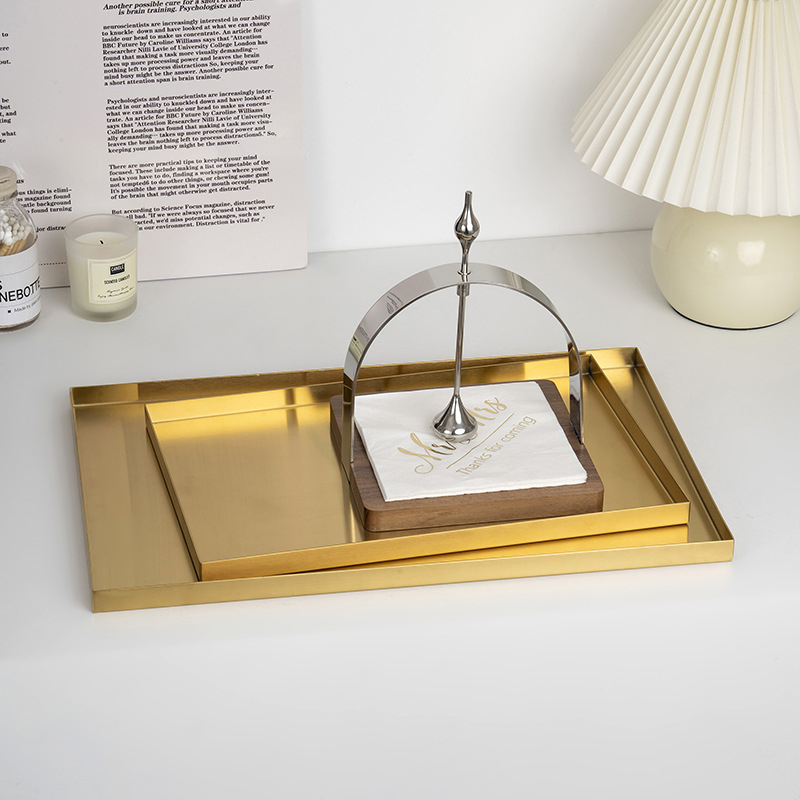 Rozsdamentes acél tároló tál ékszerekhez és kozmetikumokhoz, modern minimalista stílus, elektroplattált felület