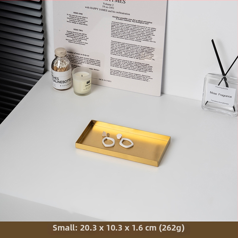 Rozsdamentes acél tároló tál ékszerekhez és kozmetikumokhoz, modern minimalista stílus, elektroplattált felület