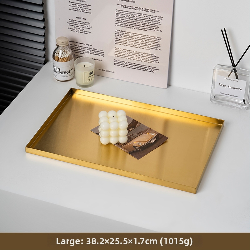 Rozsdamentes acél tároló tál ékszerekhez és kozmetikumokhoz, modern minimalista stílus, elektroplattált felület