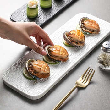 Portselani ristkülikukujuline sushi taldrik, underglaze viimistlus, mikrolaineahi sobiv, lame serveerimistaldrik