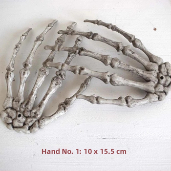 Holy Journey Helovīna scenārija rekvizīts — plastmasas injekcijas veidota skeleta roka, piemērota spoku mājai un telpu plānošanai