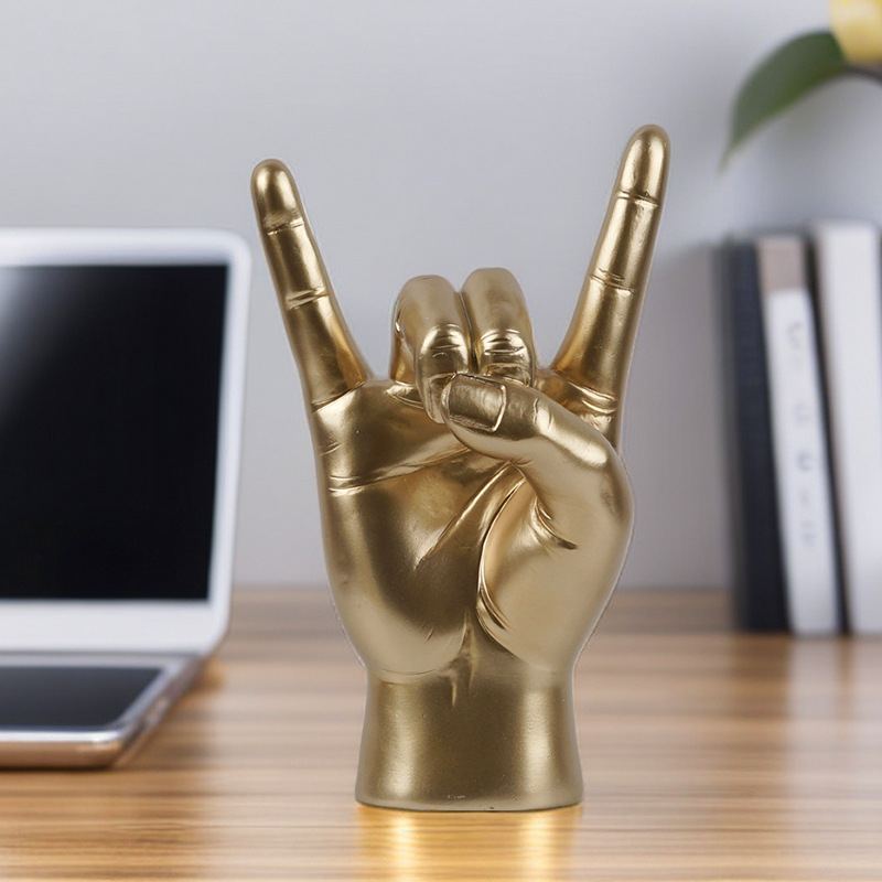 Figura od smole s rock gestom ruke – stolna dekoracija za dom, bar i ured | Brand: Guchuang | Ručni rad od smole | Težina: 0.46 kg