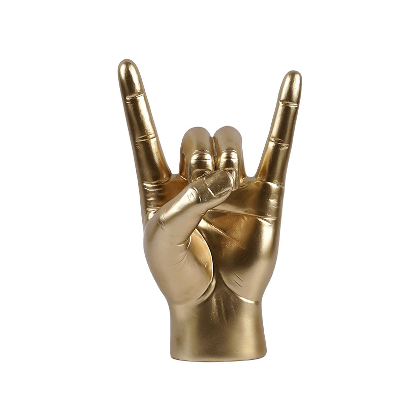 Figura od smole s rock gestom ruke – stolna dekoracija za dom, bar i ured | Brand: Guchuang | Ručni rad od smole | Težina: 0.46 kg