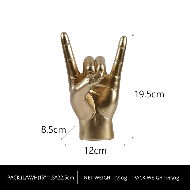 Figura od smole s rock gestom ruke – stolna dekoracija za dom, bar i ured | Brand: Guchuang | Ručni rad od smole | Težina: 0.46 kg