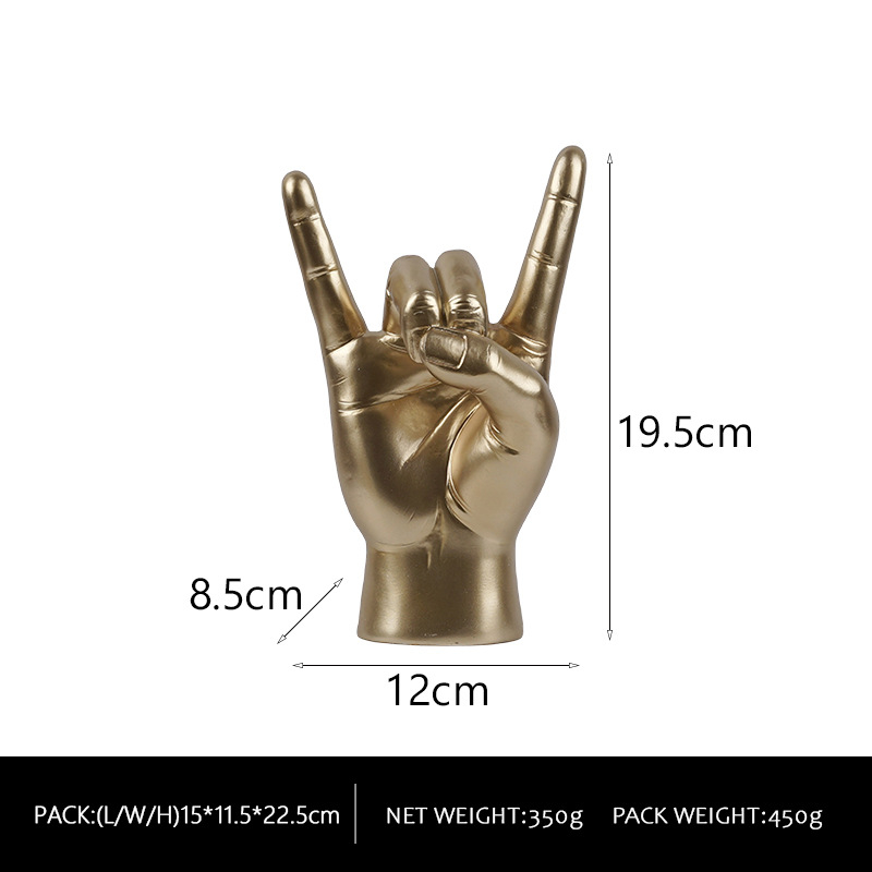 Figura od smole s rock gestom ruke – stolna dekoracija za dom, bar i ured | Brand: Guchuang | Ručni rad od smole | Težina: 0.46 kg