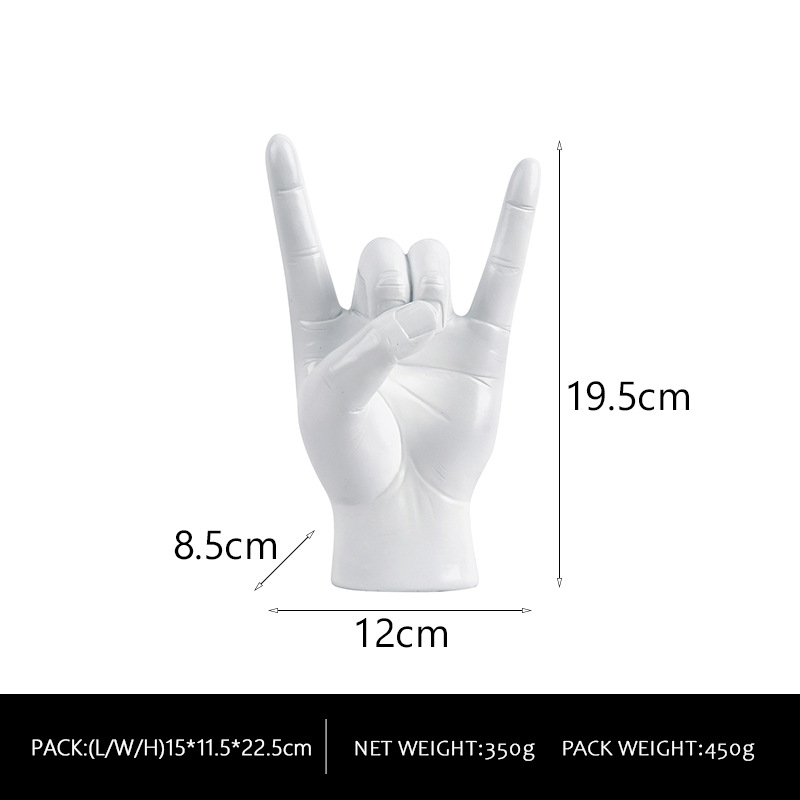 Figura od smole s rock gestom ruke – stolna dekoracija za dom, bar i ured | Brand: Guchuang | Ručni rad od smole | Težina: 0.46 kg