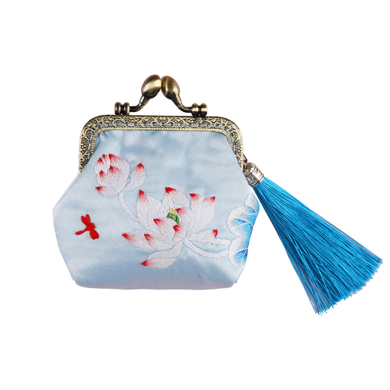 Meian - Érmékhez tervezett pénztárca, Su hímzés, Új kínai stílus, Tájkép mintázat, Szöveti hímzés