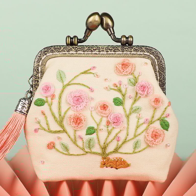 Meian - Érmékhez tervezett pénztárca, Su hímzés, Új kínai stílus, Tájkép mintázat, Szöveti hímzés