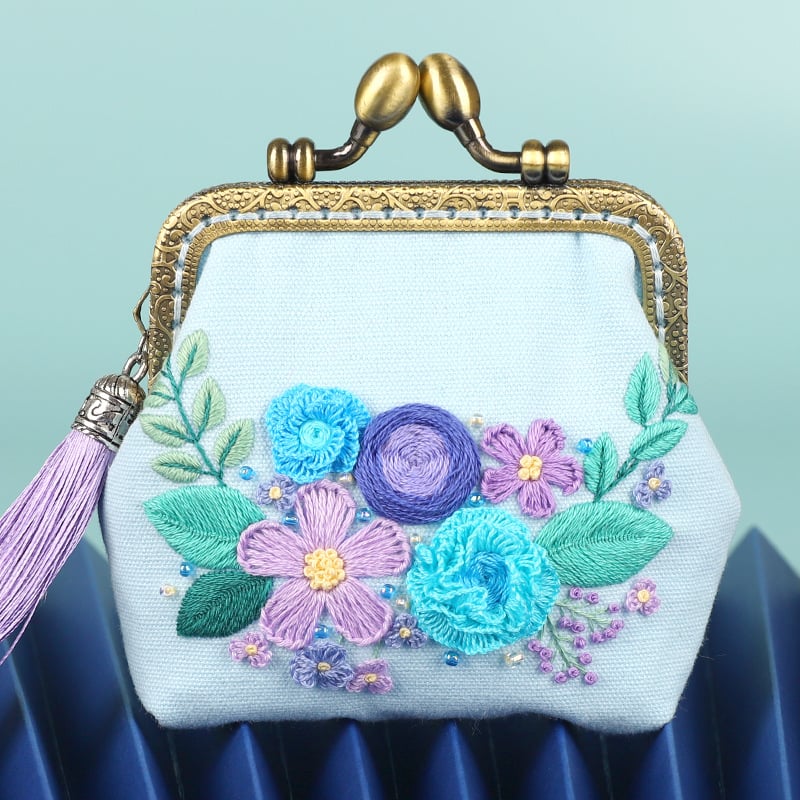 Meian - Érmékhez tervezett pénztárca, Su hímzés, Új kínai stílus, Tájkép mintázat, Szöveti hímzés