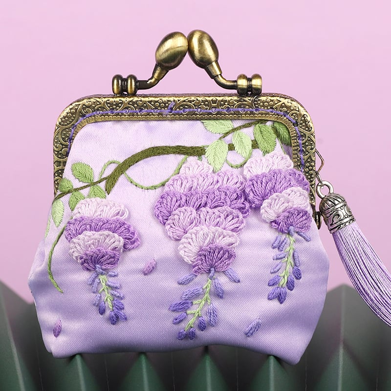 Meian - Érmékhez tervezett pénztárca, Su hímzés, Új kínai stílus, Tájkép mintázat, Szöveti hímzés