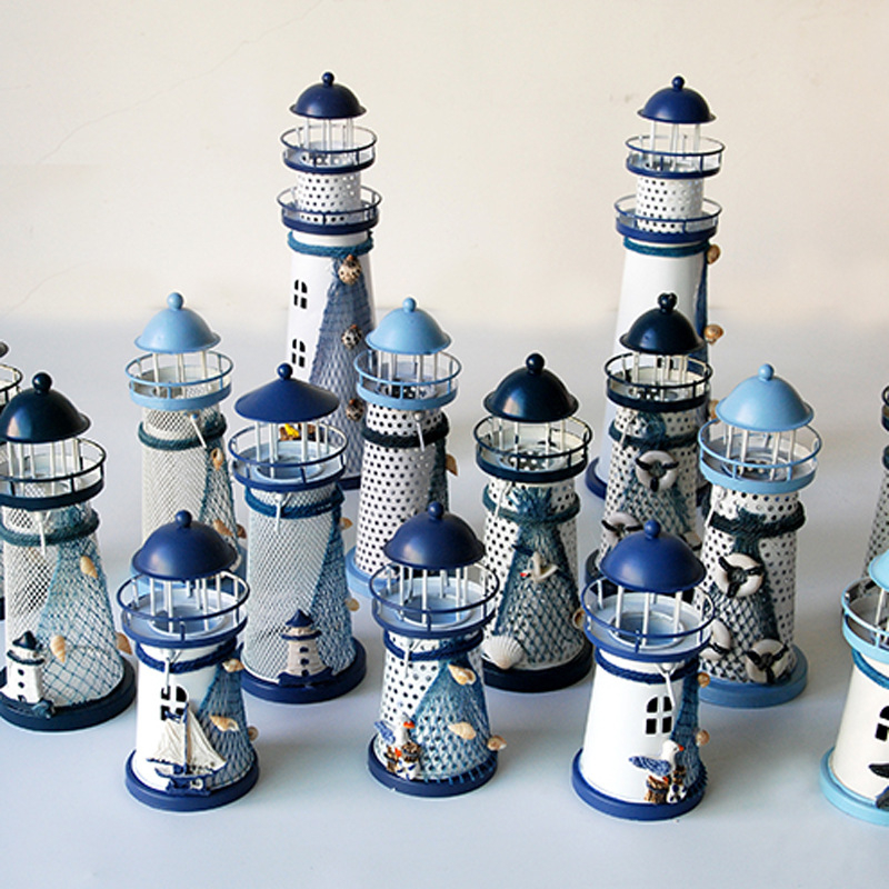 Geležinis žvakių laikiklis faros formos - Viduržemio jūros stilius, elektroplakavimas, stalinis dekoras