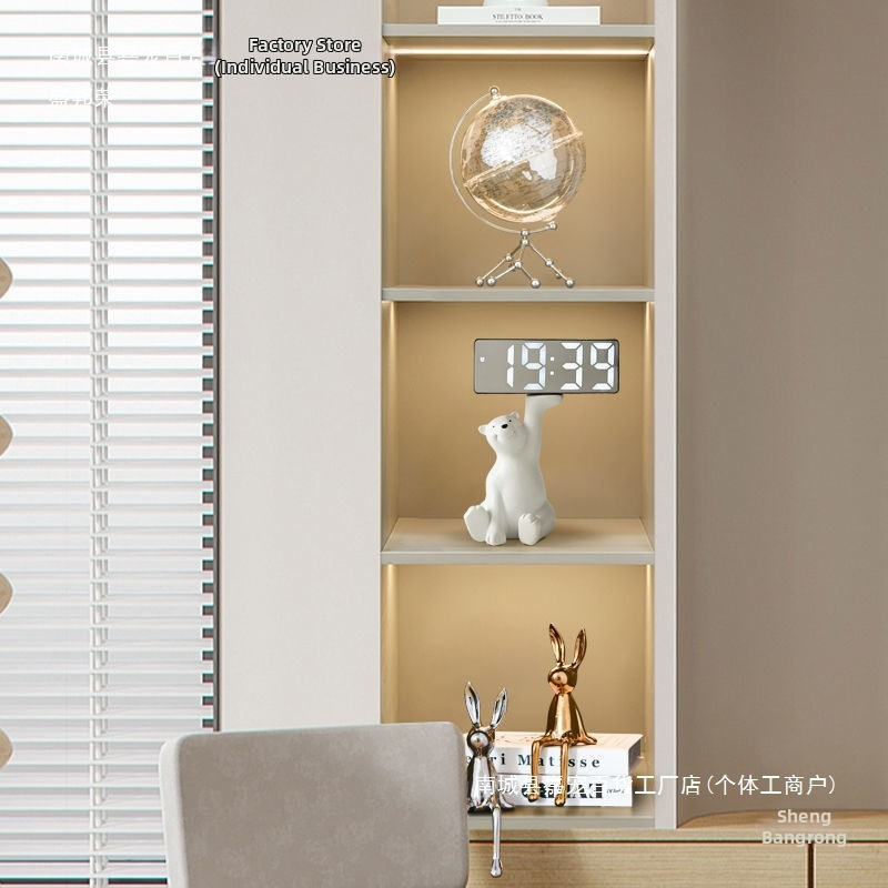 Stolový budík s priehradkou na kľúče — živica, prispôsobiteľný dizajn, kórejský štýl, inteligentný budík s alarmom